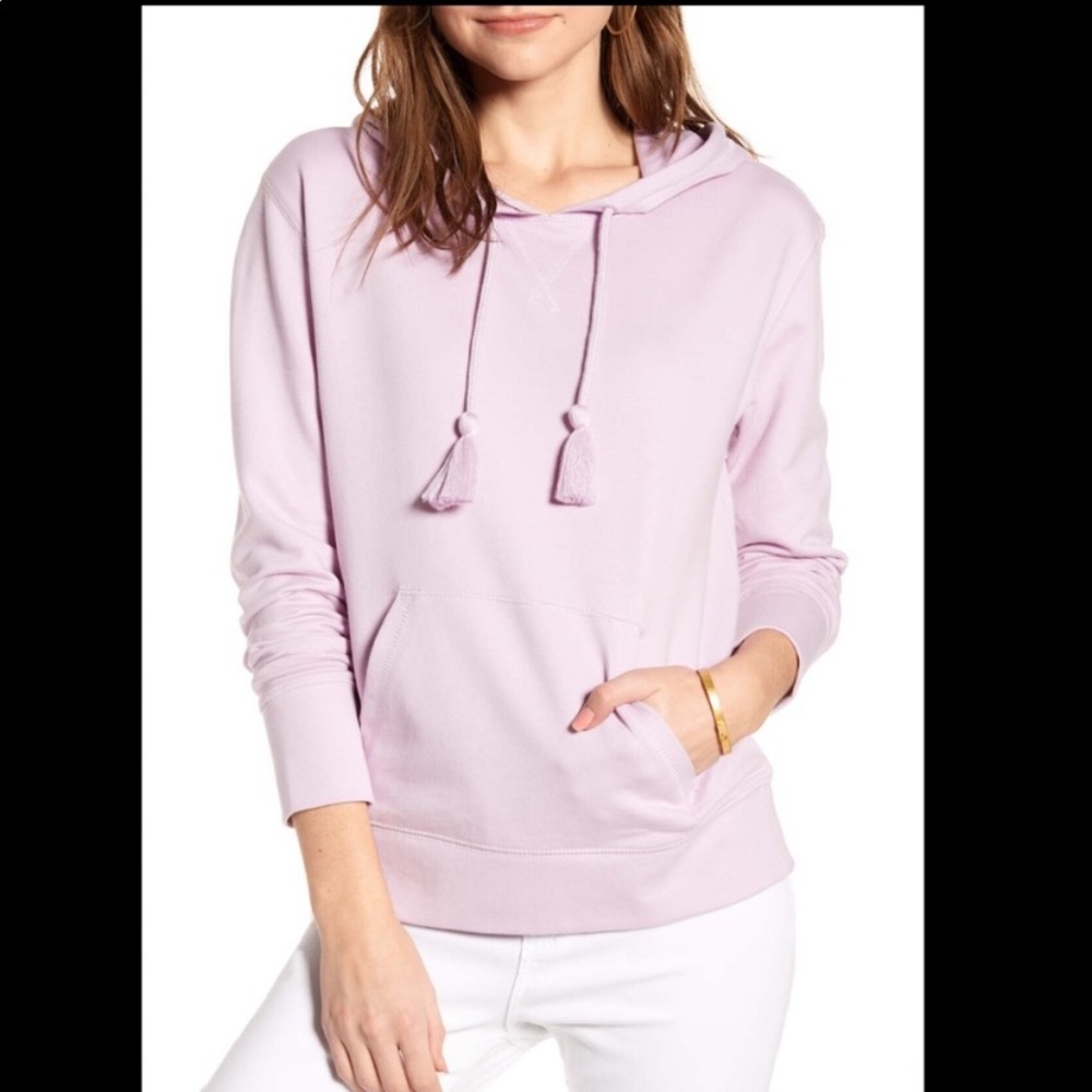 $99 J.Crew Garment-dyed tassel hoodie sweatshirt in lavender S